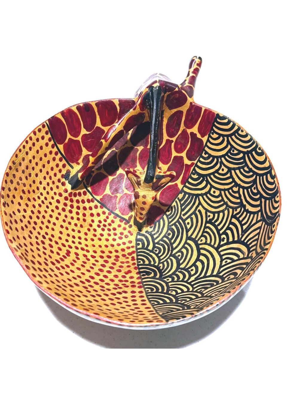 Whimsical Hand Crafted African Giraffe Bowl
